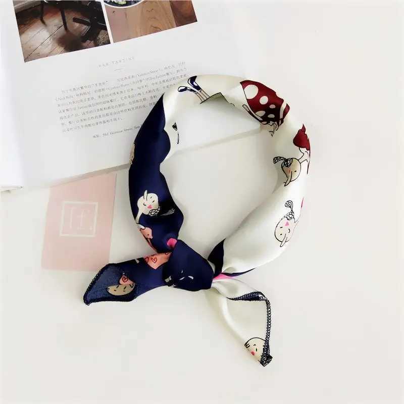 Women Striped Square Scarf Imitated Silk Scarves Leopard Steward Host Ladies Off Neckerchief Foulard Bandana 50*50cm W250118