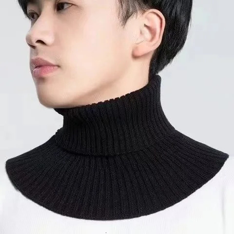 Fashion Men Winter Scarf Knitted Cotton Collar Women Warm Turtleneck Neck Warmer Detachable Windproof 250114