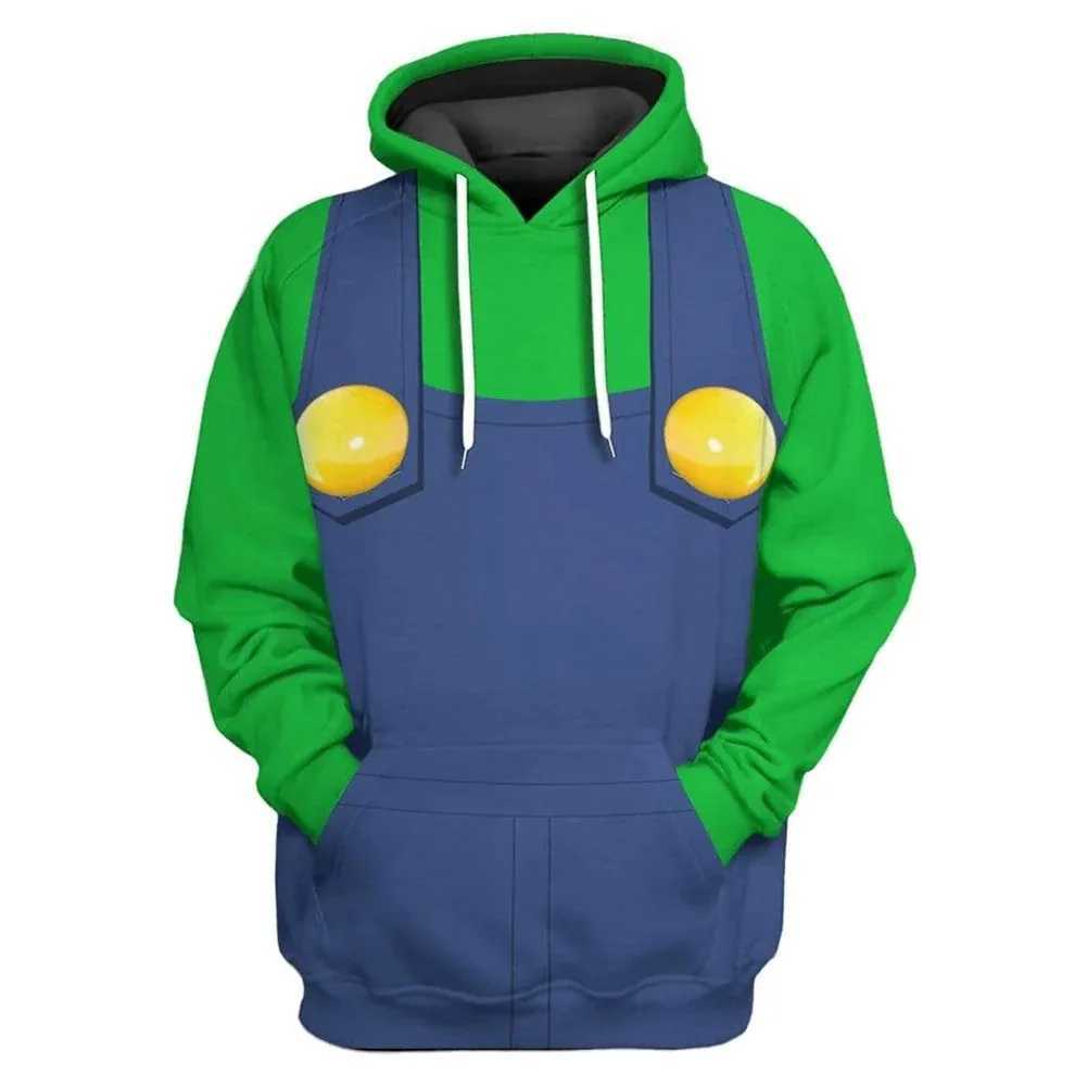New Super Brother series cosplay anime hoodie 3D cartoon Bowser printed mens track and field suit Pullover Harajuku hoodie Y2k clothing W250117