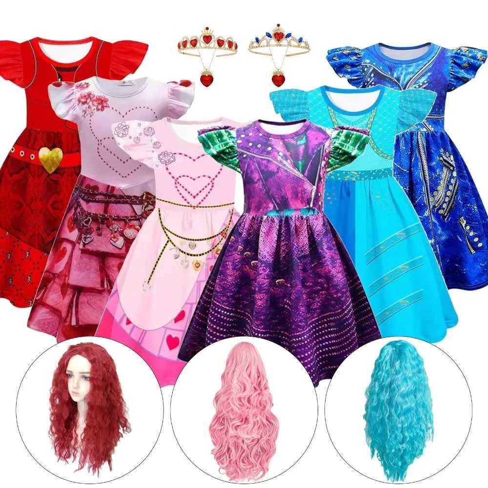 Movie Rise of Red Mal Cosplay Costume Evie Disguise Dress Uniform Suit for Kids Outfit Halloween Carnival Party Clothes Roleplay W250117