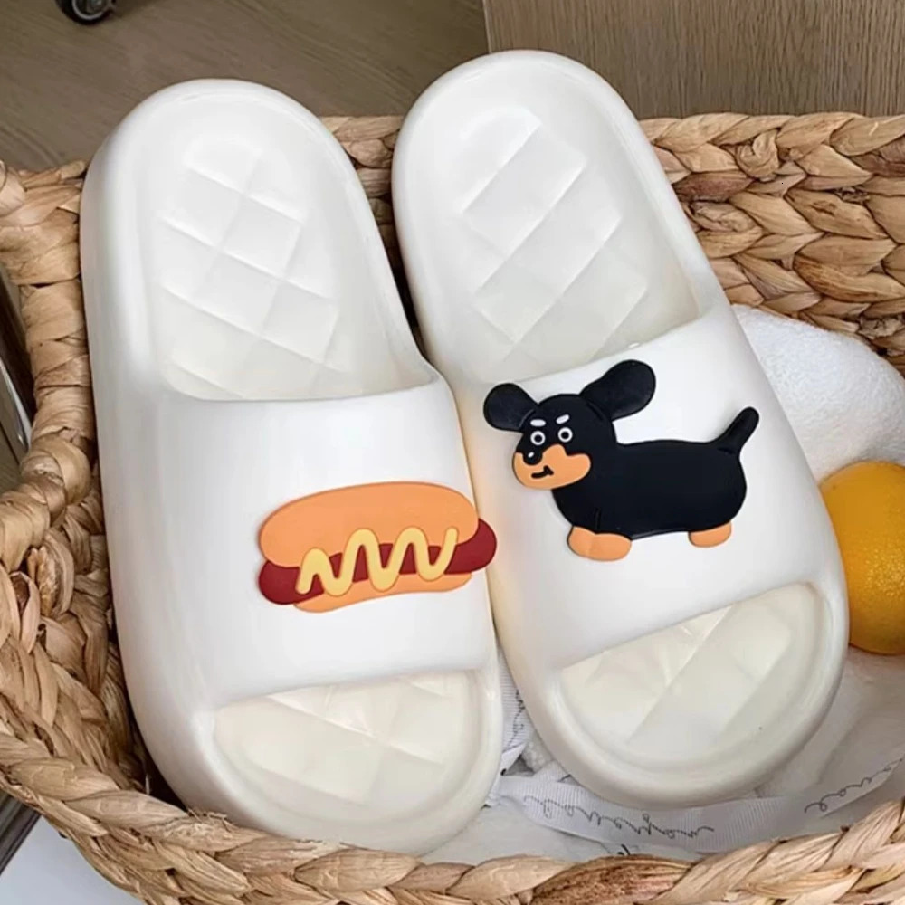 Cute Bear Design Thick Sole Women Slippers Slides Bathroom Beach Indoor Sandals Summer Couple Shoes 250117