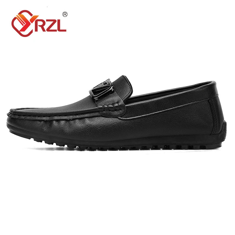 YRZL Loafers Men Black PU Leather Loafers Man Casual Shoes Moccasins Slip on Flats Comfortable Boat Shoes Male Driving Shoes 250113