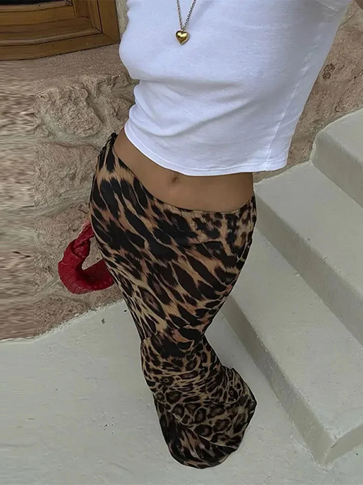 Fashion Leopard Print Long Skirt For Women Sexy Slim Fit High Waist Hip Package Skirts Spring Vintage Female Streetwear 250117