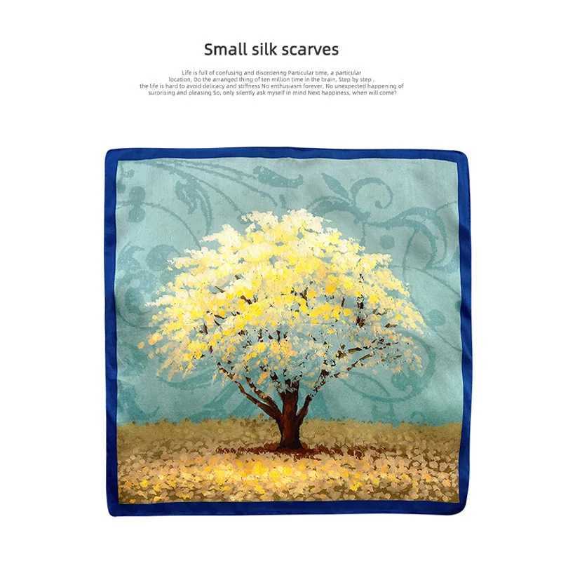 Spring/Summer Golden Tree Printed Neck Scarf Outdoor Decoration Wr Womens Breathable 70 * 70cm Silk Square Scarf W250118