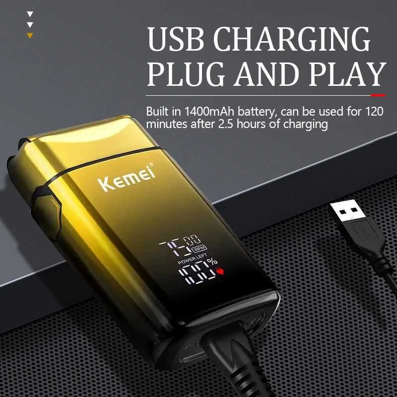 Kemei TX10 electric shaver rechargeable beard foil shaver mens bald shaver mens shaverW250117