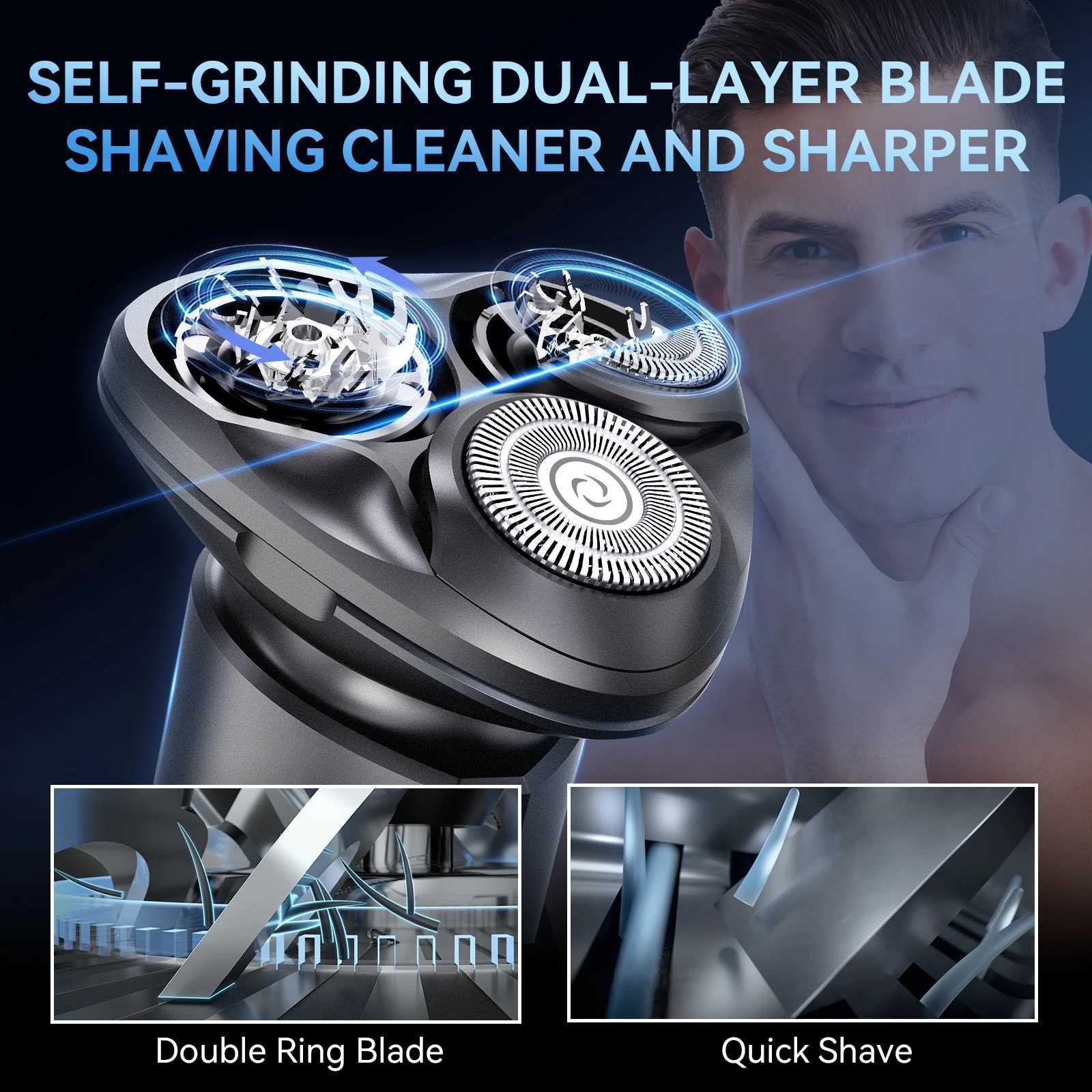 Kenson mens electric shaver rechargeable 3D floating magnetic cutter washable beard trimming shaver mens shaverW250117