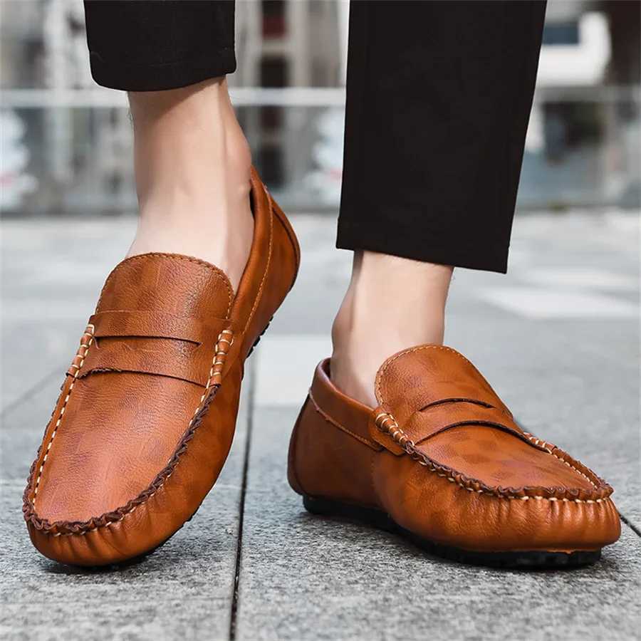 Big Size 38~48 Men Loafers Real Leather Fi Boat Shoes Mens Casual Leather Male Flat Shoes 2025 NewXJ250118