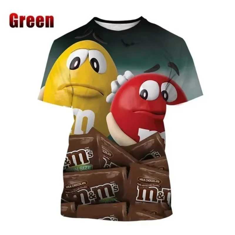 M ms Chocolate Beans Mens T-shirts 3D Print Fashion Short Sleeve O-Neck Hip Hop Oversized Harajuku Y2K T Shirt Unisex Clothes W250117