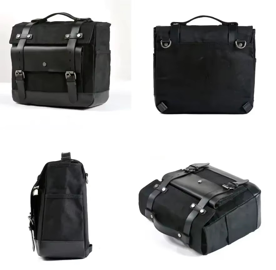 Retro Saddle Waterproof Motorbike Side Bag Large Capacity Saddlebags Canva Motorcycle Backpack Vintage