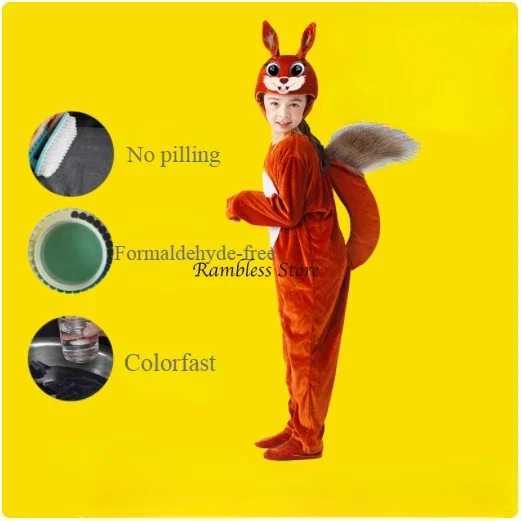 Brown Color Squirrel Cosplay Jumpsuit for Kids Children Animals Cos Stage Fairy Tale Performance Clothing Squirin Costumes W250117