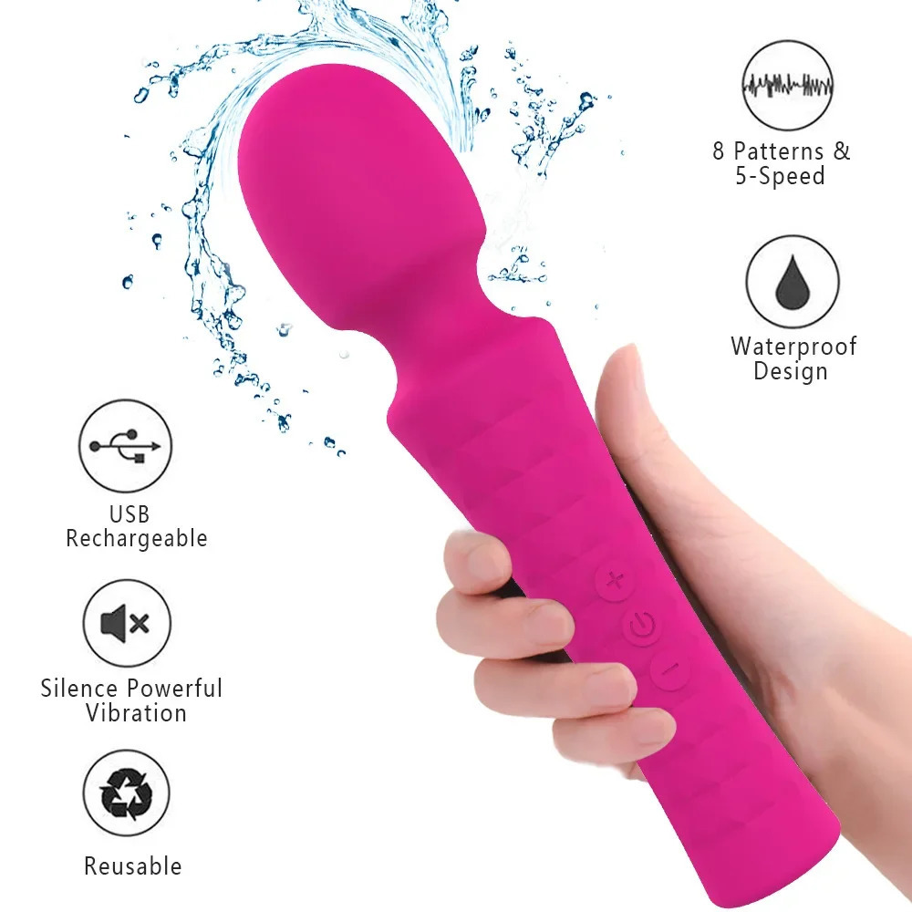 8 Frequency 5 Speed Vibrators Rechargeable Female G Spot Vagina Clitoris Stimulator AV Stick Masturbation Massage Stick Sex Toys 250114