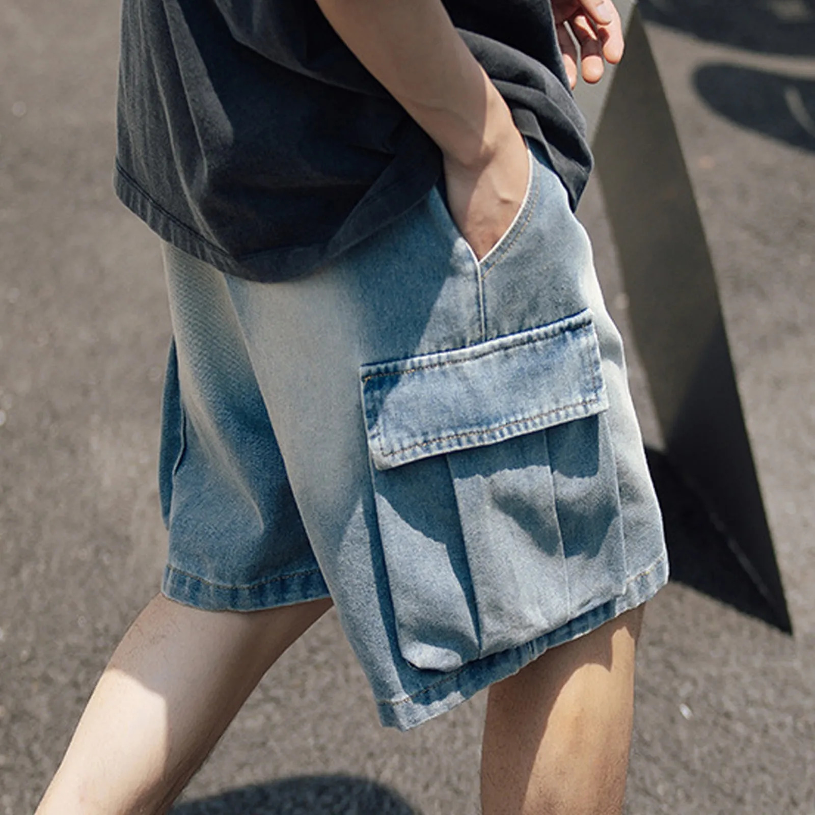 MenS Shorts Male Summer Vintage Denim Cargo Cool Casual Outdoor Quarter Pants Ropa Hombre Trousers Men Plus Size 241227