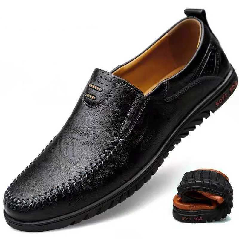 Genuine Leather Men Shoes Luxury Brand 2023 Casual Slip Formal Loafers Men Italian Black Male Driving Shoes MenXJ250118