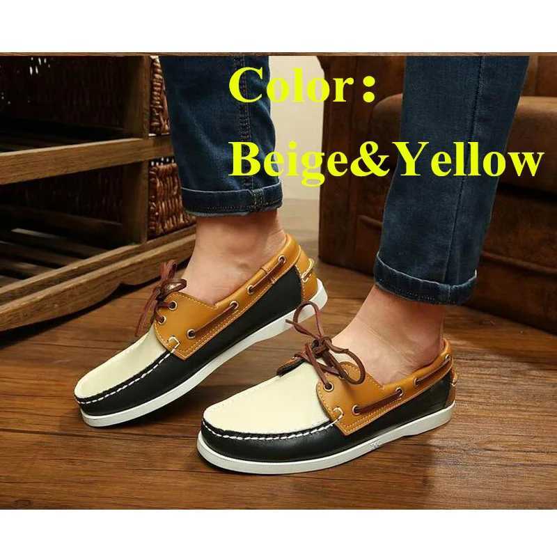 Men Boat Shoes Genuine Leather Sneakers Women Loafers Driving Fi Handmade England Flat Casual Board Shoes Lace upXJ250118