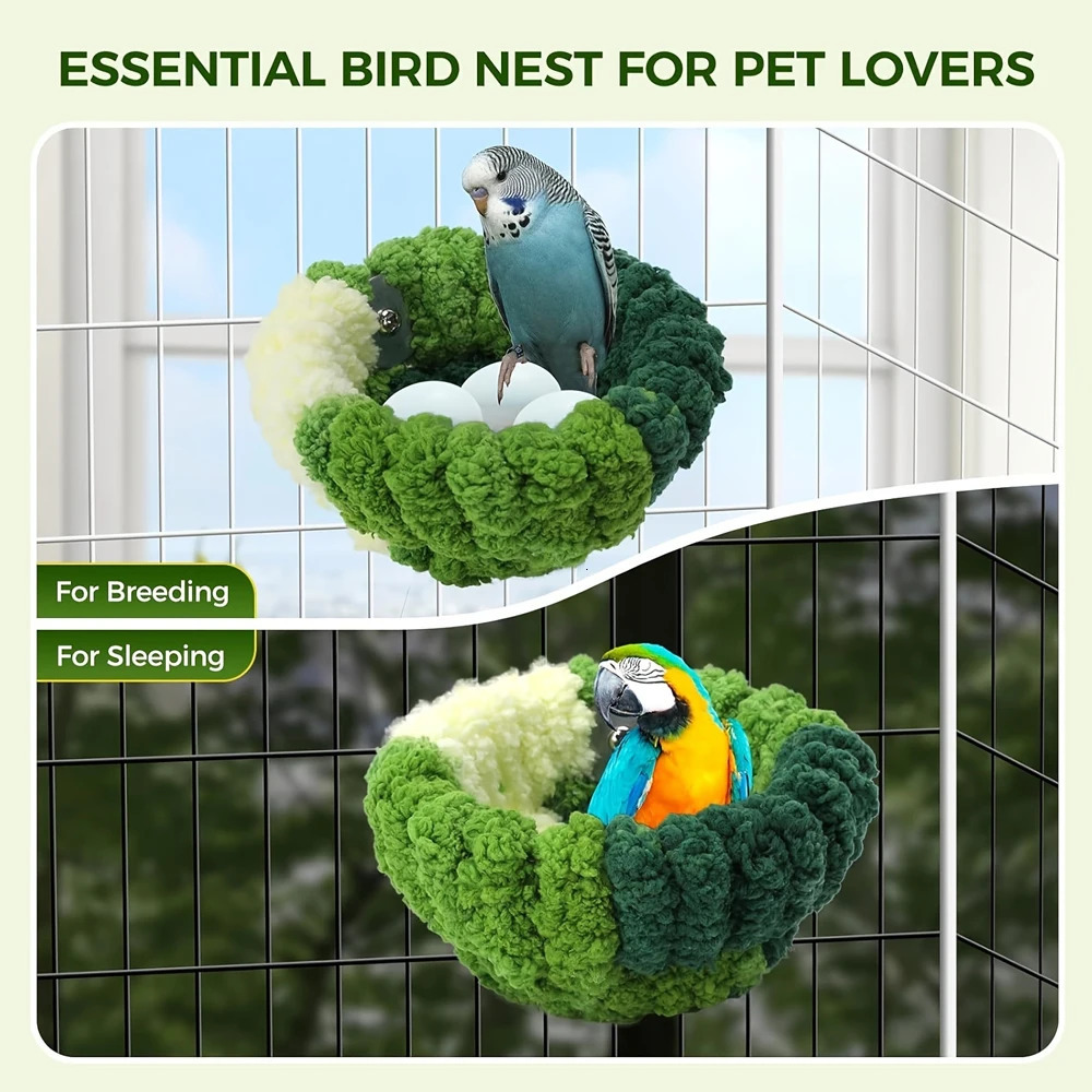 Autumn Winter Warm Cozy Bird Nest Plush Parrot Round Sleeping Bed House Toys for Small Animal Pet Bird Parrot Cage Accessories 250121