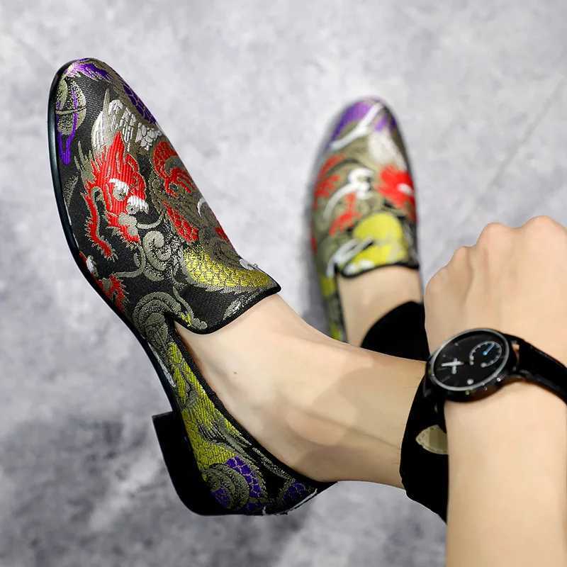 Fi Drag Embroidery Casual Shoes Mens Light Comfortable Driving Loafers Men Party Wedding Slip- FlatsXJ250118