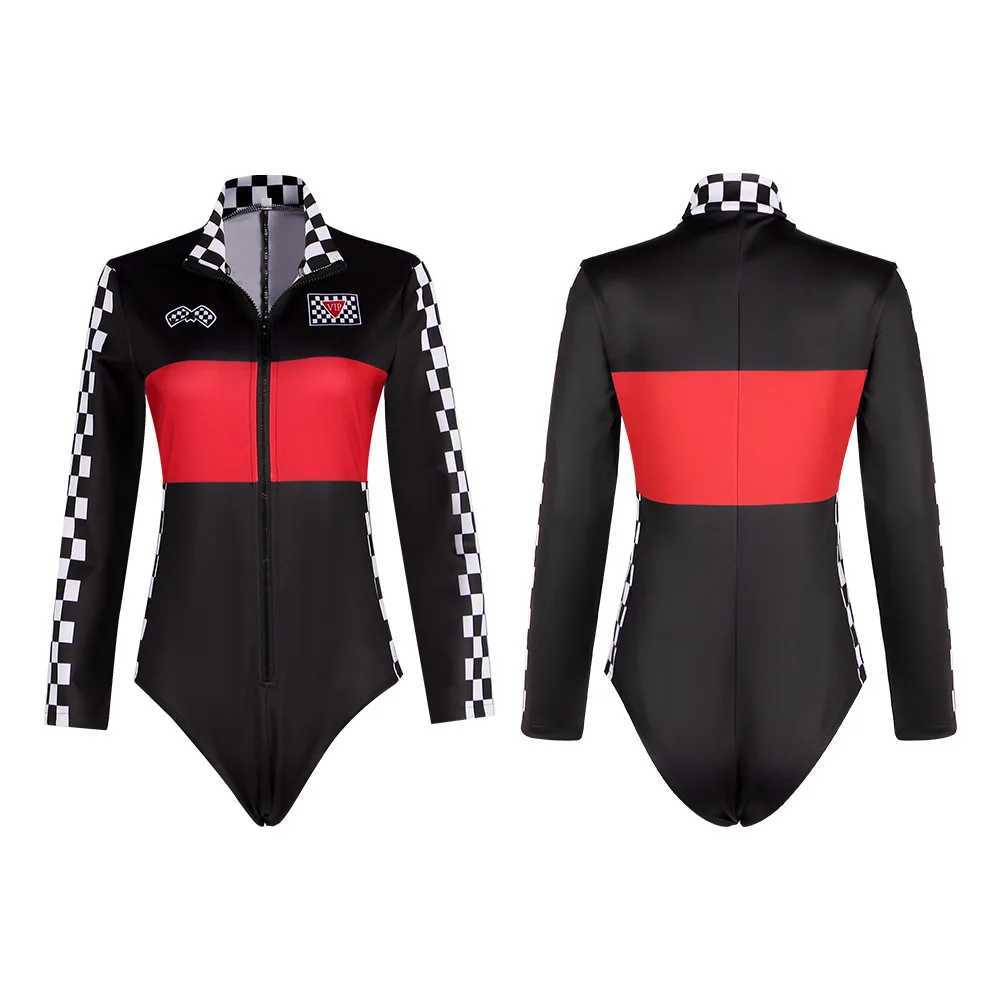Sexy womens racing driver jumpsuit Halloween sexy tight fitting costume role-playing costume long sleeved racing game racing girl cheerleading uniform