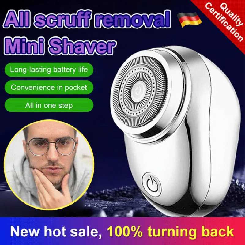 Mens Portable Mini Electric Razor Wet and Dry Shaver Stainless Steel Turbo Rotating with 1PC USB Travel Face Full Body ShaveW250117