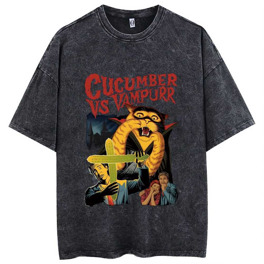 Y2k Printed T Shirt Men Retro Washed 00% Cotton Tops Tees Harajuku Tshirt Streetwear Hip Hop Male Acid T-shirts Unisex W250117