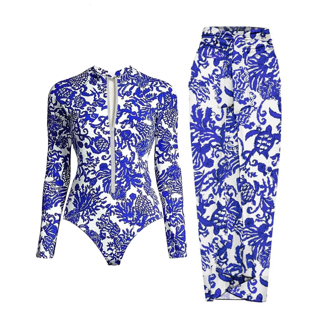 Black and printed long sleeved swimsuit with lid sexy swimsuit womens surfing swimsuit weight loss swimsuit 250118