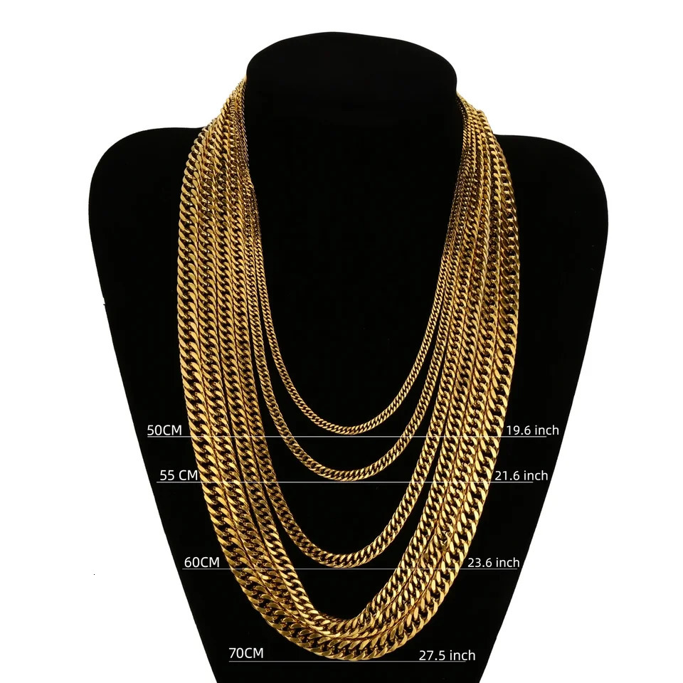 HIYEE Classic Cuban Chain Necklace Temperament Retro Trend Party Wear Amulet Stainless Steel NonFading Accessories 250114