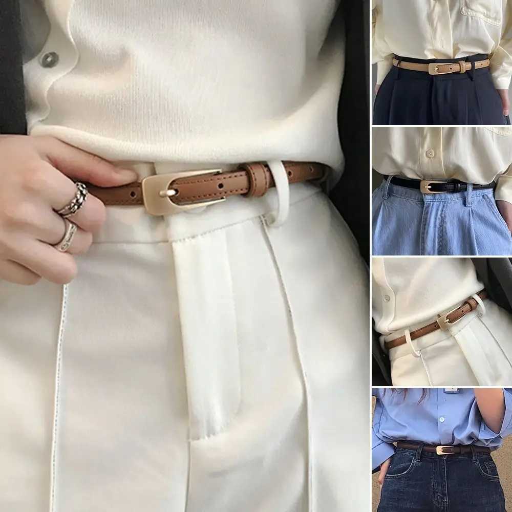 Luxury Design Casual Retro Metal Buckle Waistband Leather Belt Thin Waist Strap Trouser Dress Belts W250120