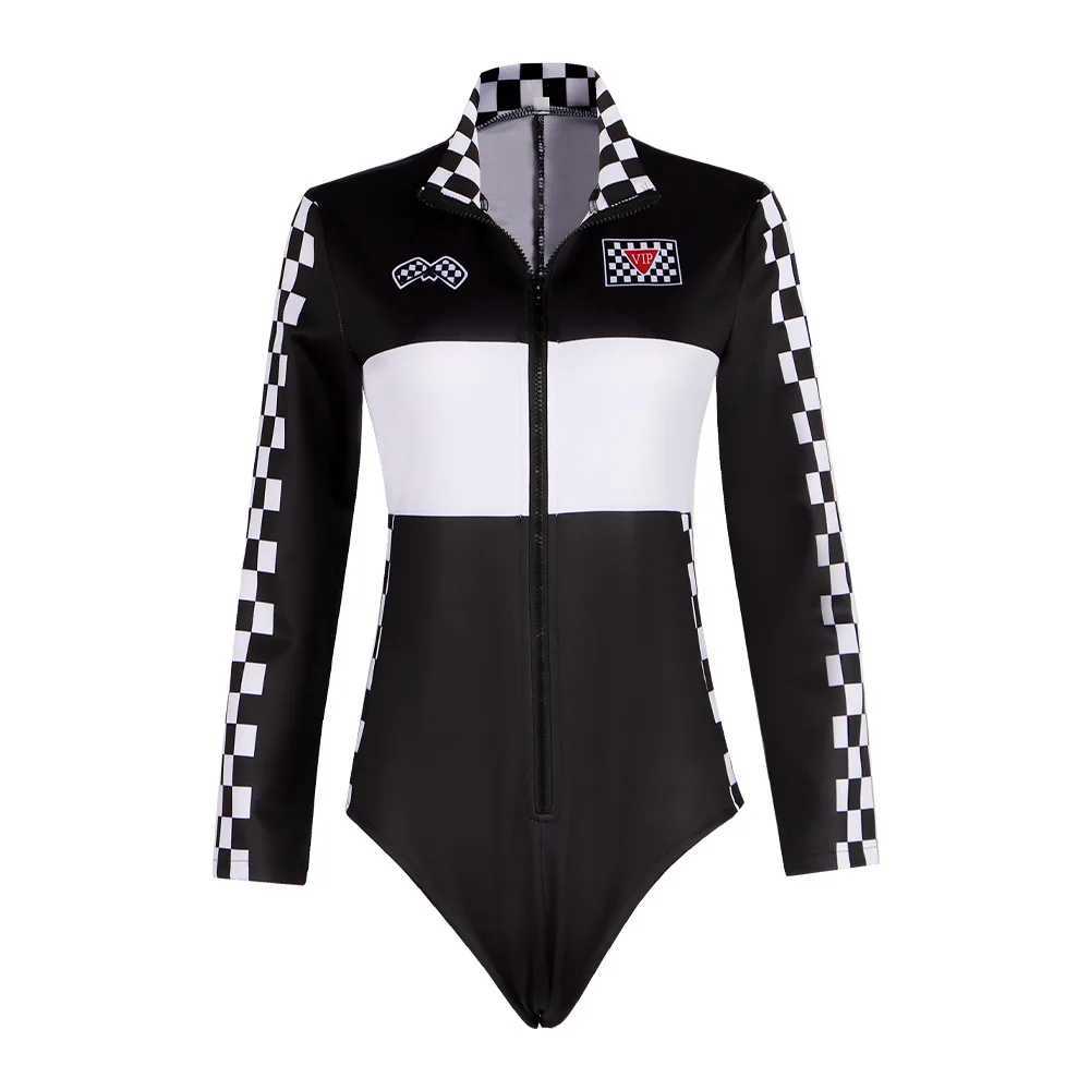 Sexy womens racing driver jumpsuit Halloween sexy tight fitting costume role-playing costume long sleeved racing game racing girl cheerleading uniform