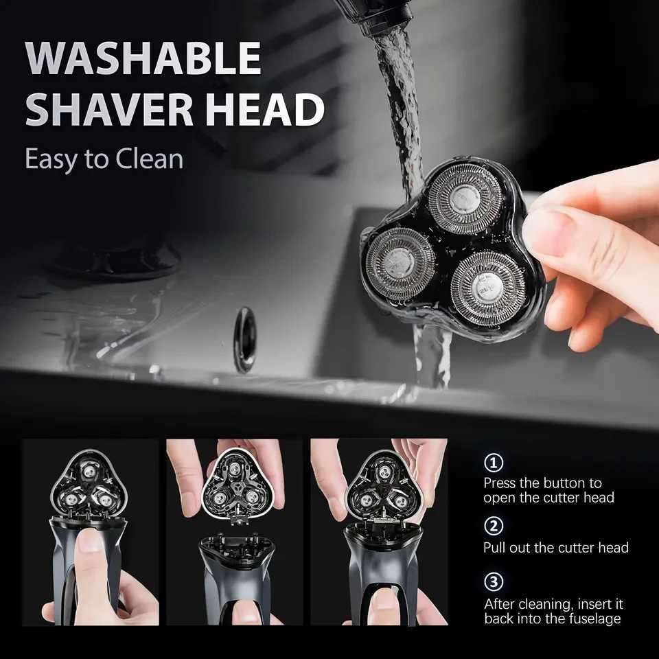 SEJOY rechargeable wet dry electric shaver with pop-up hair trimmer and rotating shaverW250117