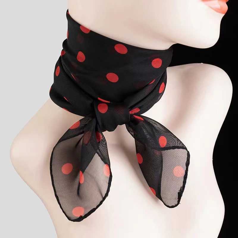 Fashionable chiffon polka dot scarf for women retro temperature polka dot square scarf multi-color polka dot collar W250118