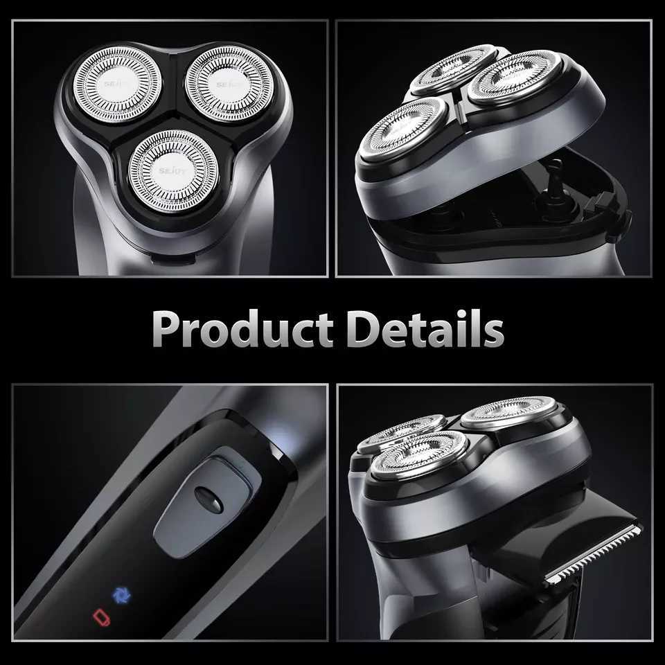 SEJOY rechargeable wet dry electric shaver with pop-up hair trimmer and rotating shaverW250117