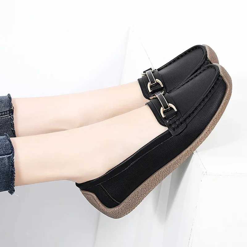 Slip- Loafers Female Boat Shoes 2024 New Spring /autumn Women Flats Genuine Leather Woman Casual Shoes Big SizeXJ250118