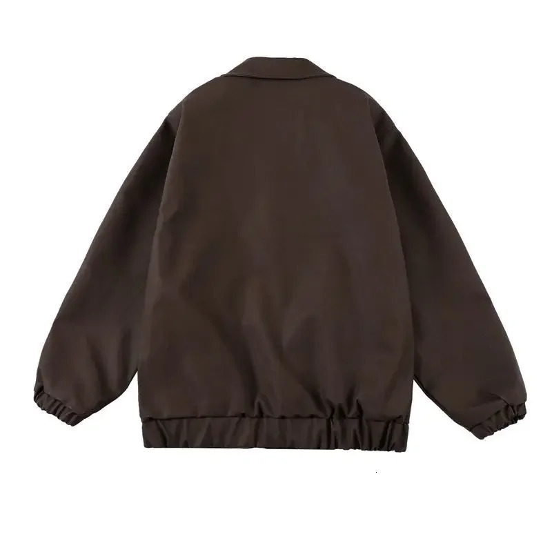Spring Brown Retro Letters PU Leather American Jackets Men Women High Street Trend Loose Casual Embroidery Couple Jacket Coat 250120
