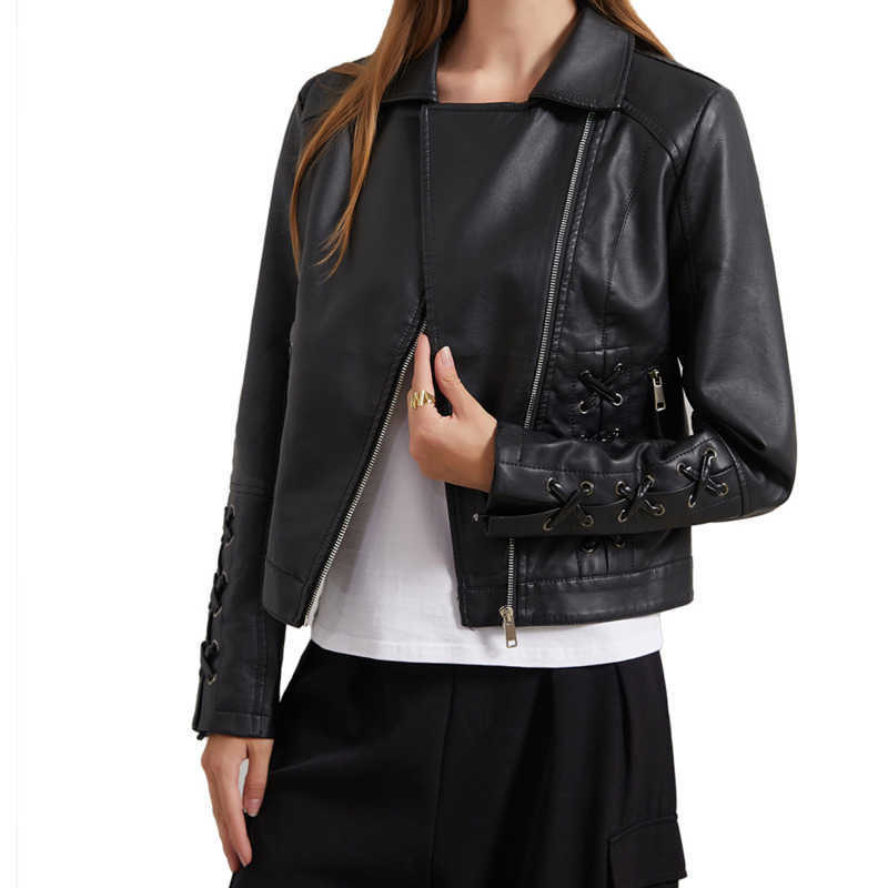 New Fashion Knitted Leather Jacket Womens Strap Coat Womens Popular Clothing Casual Jacket Womens Womens Leather Womens Jacket 241209