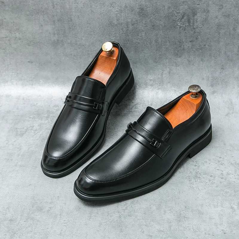 Classic mens casual shoes driving shoes Moccasin Fi mens comfortable wedding leather shoes mens business black dress shoesXJ250319