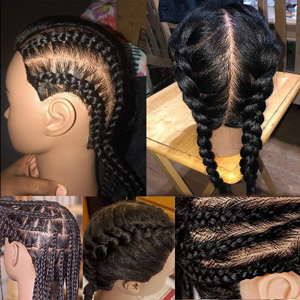 African American Mannequin Head With Human Hair 16inch Hairdresser Training Manikin Head For Practice Styling Braiding 250114