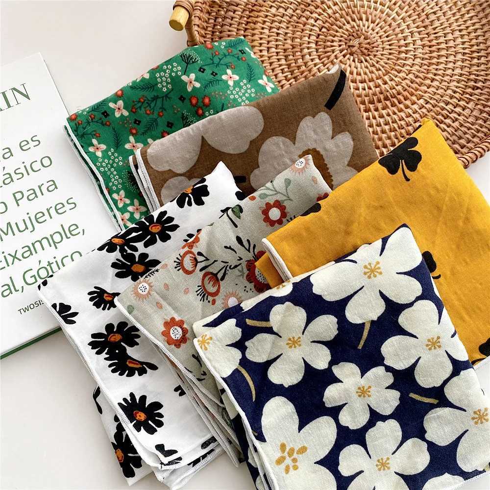 55cm Laies Headband Cotton Linen Square Scarf Women Korean College Girls Fashion Spring Autumn New Style Elegant Neck Scarves W250118