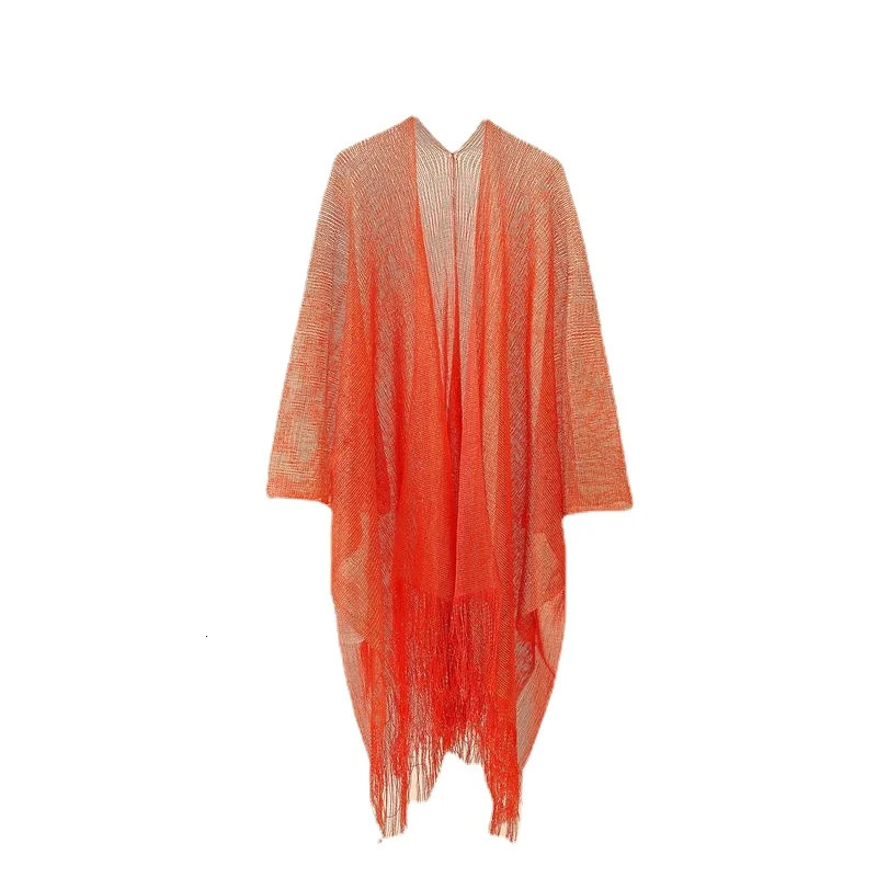 2023 Swimsuit Coverups Fashion Tassel Gold Bikini Beach Cover Up Sexy Dress Tunics for Women Summer Wear See Through 250121