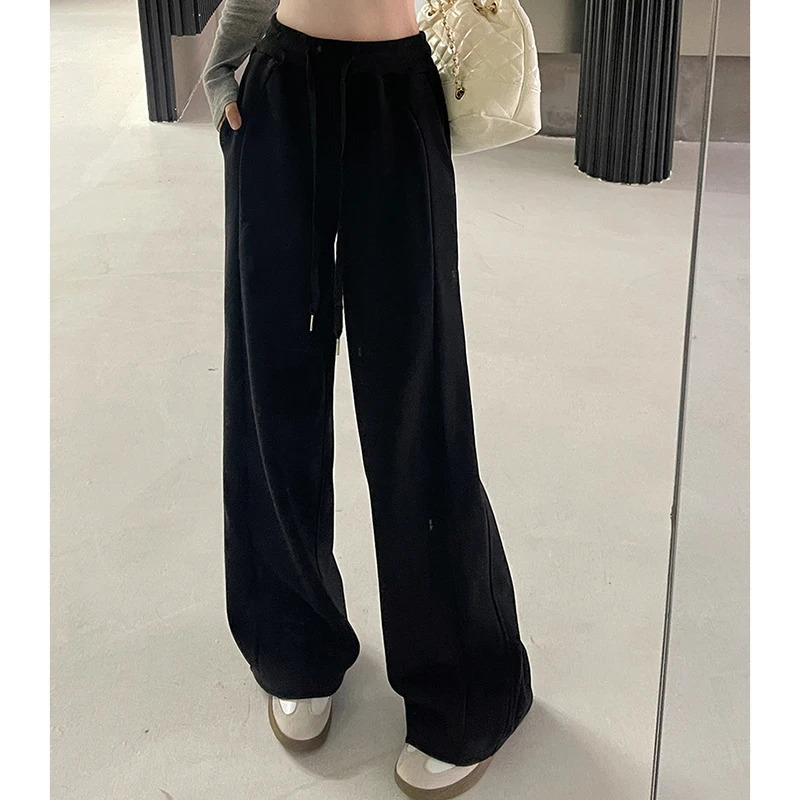 Women Korean Leisure Comfortable Wide Leg Trousers High Waist Casual Clothes Sweatpants Female Fashion Loose Slacks Pants 250117