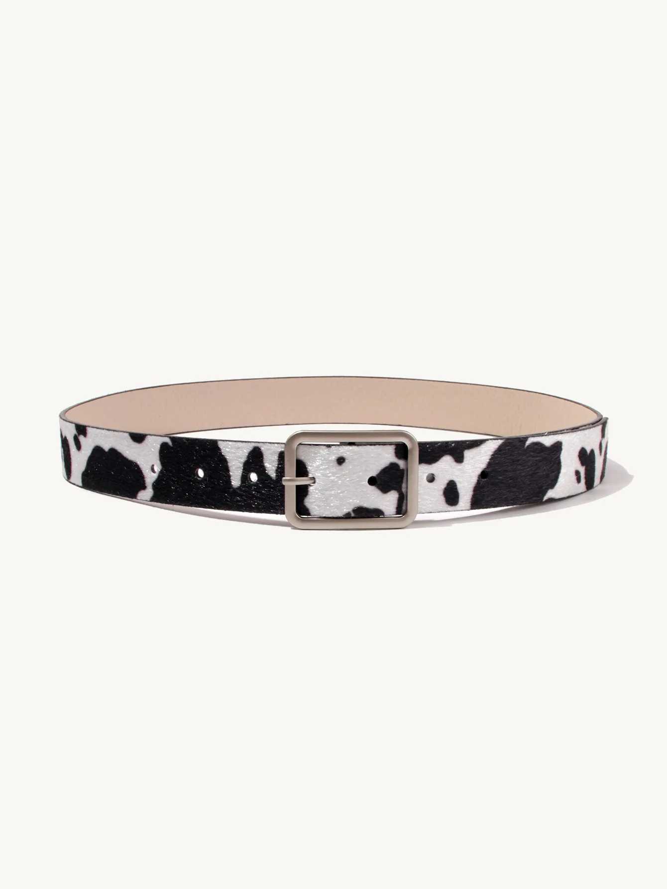 2021 PU Leather Womens Square Button Pin Button Jeans with Cow Pattern Fashion Luxury Brand Fancy Retro Style Womens Gift W250120