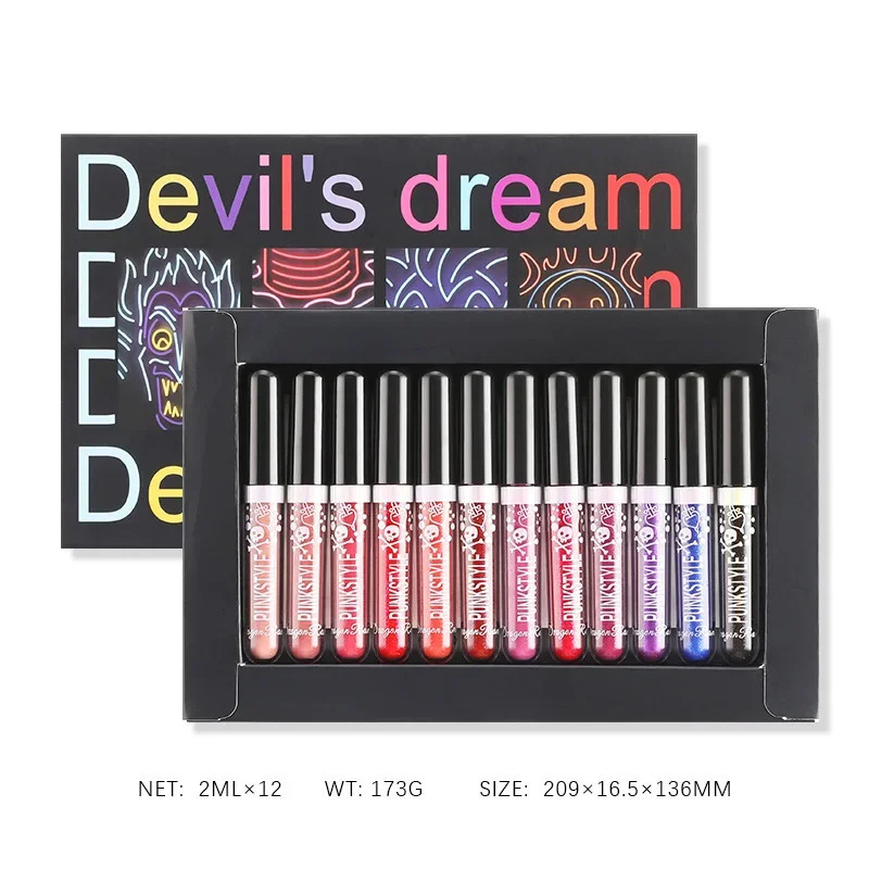 12 Colors Lip Gloss Set Glitter Diamond Lipstick Waterproof Long Lasting DIY Lip Gloss Kit with Lip Tint for Halloween Makeup 250108