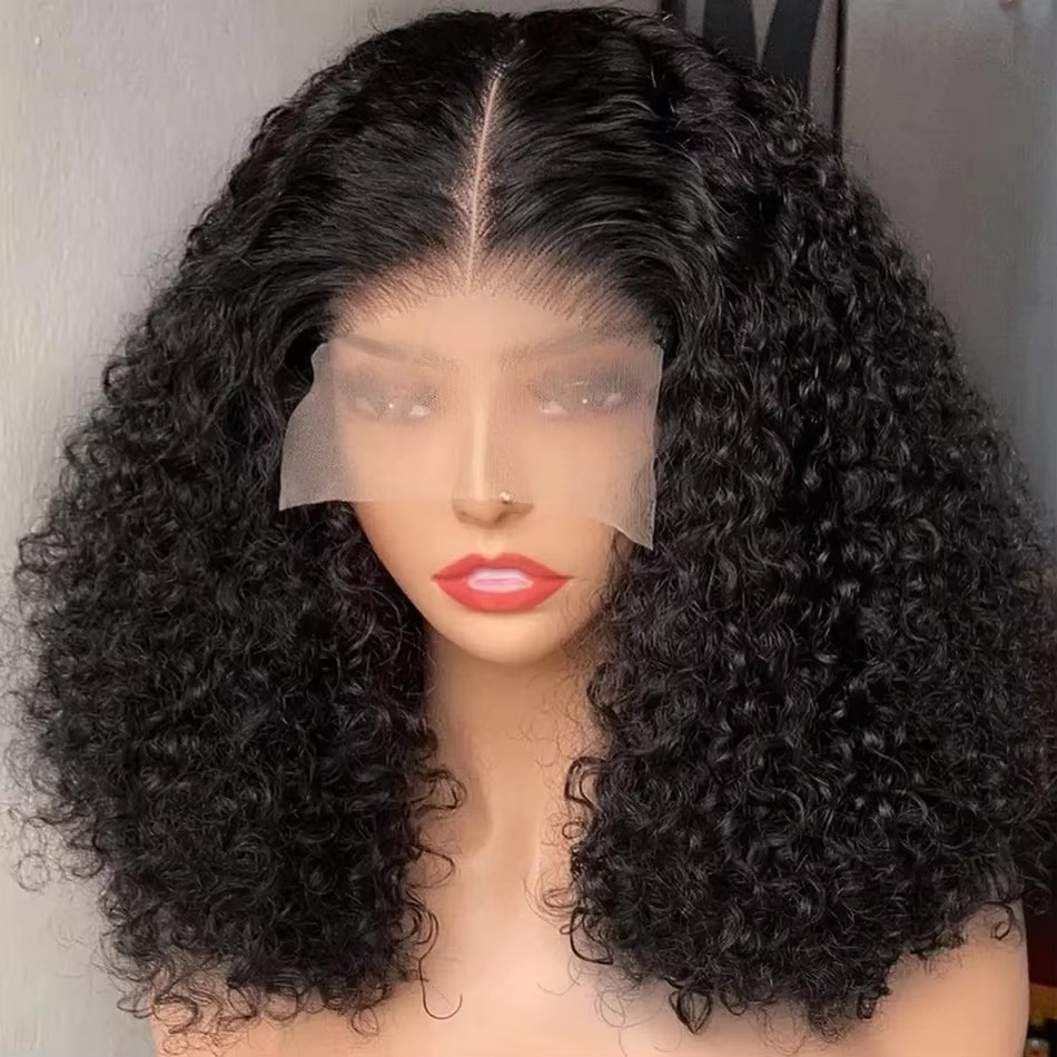 Short burmese HD Transparent Curly water Wave Lace Frontal Bob Human Hair Wig Lace Front Wig PrePlucked For Black Women