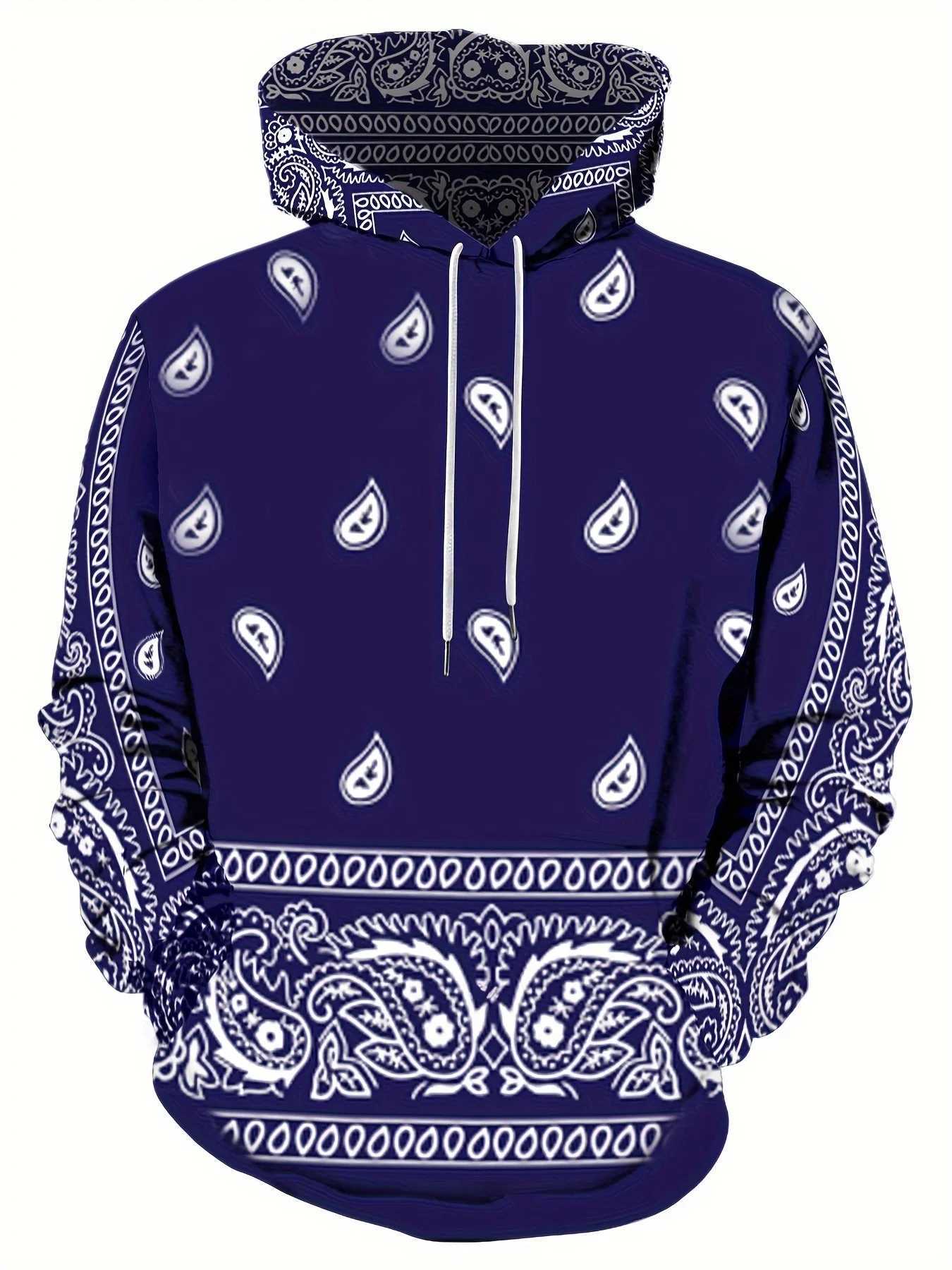 Hoodie Cashew Pattern Graphic Hooded Shirt Sweatshirt For Men Y2k Harajuku Casual Streetwear Long Sleeve Tops Mens Clothing W250117