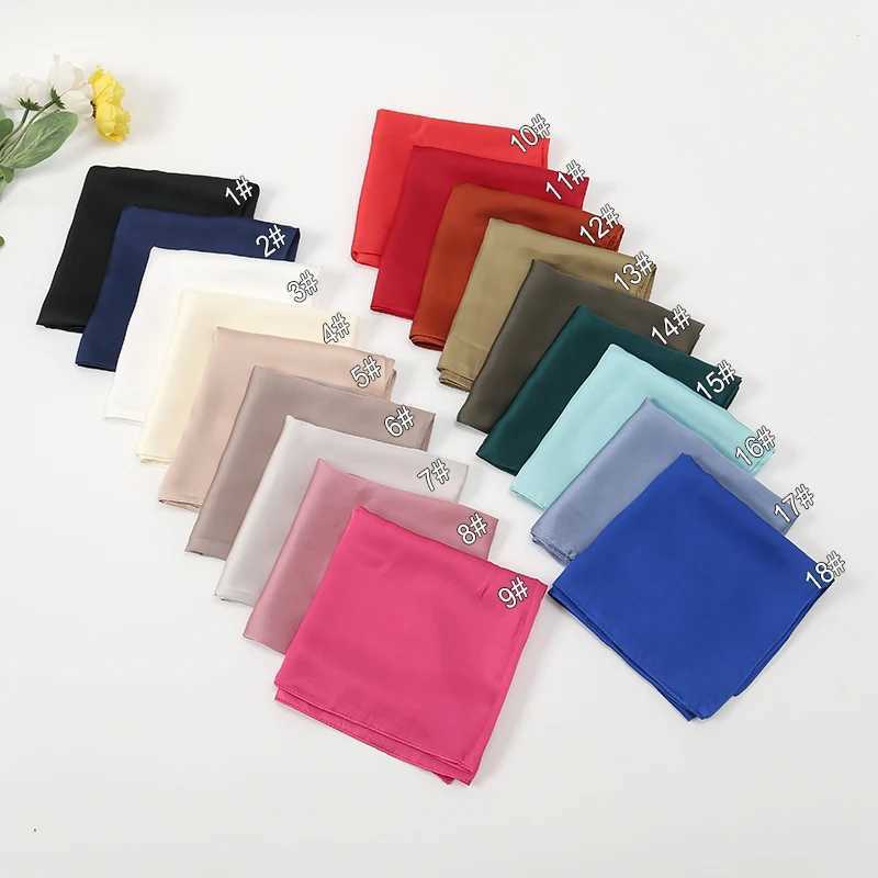 70*70cm Small Size Satin Square Scarf Women Master Handkerchief Solid Color Matte Silk Hair Wrs Thin Plain Female Neckerchief W250118