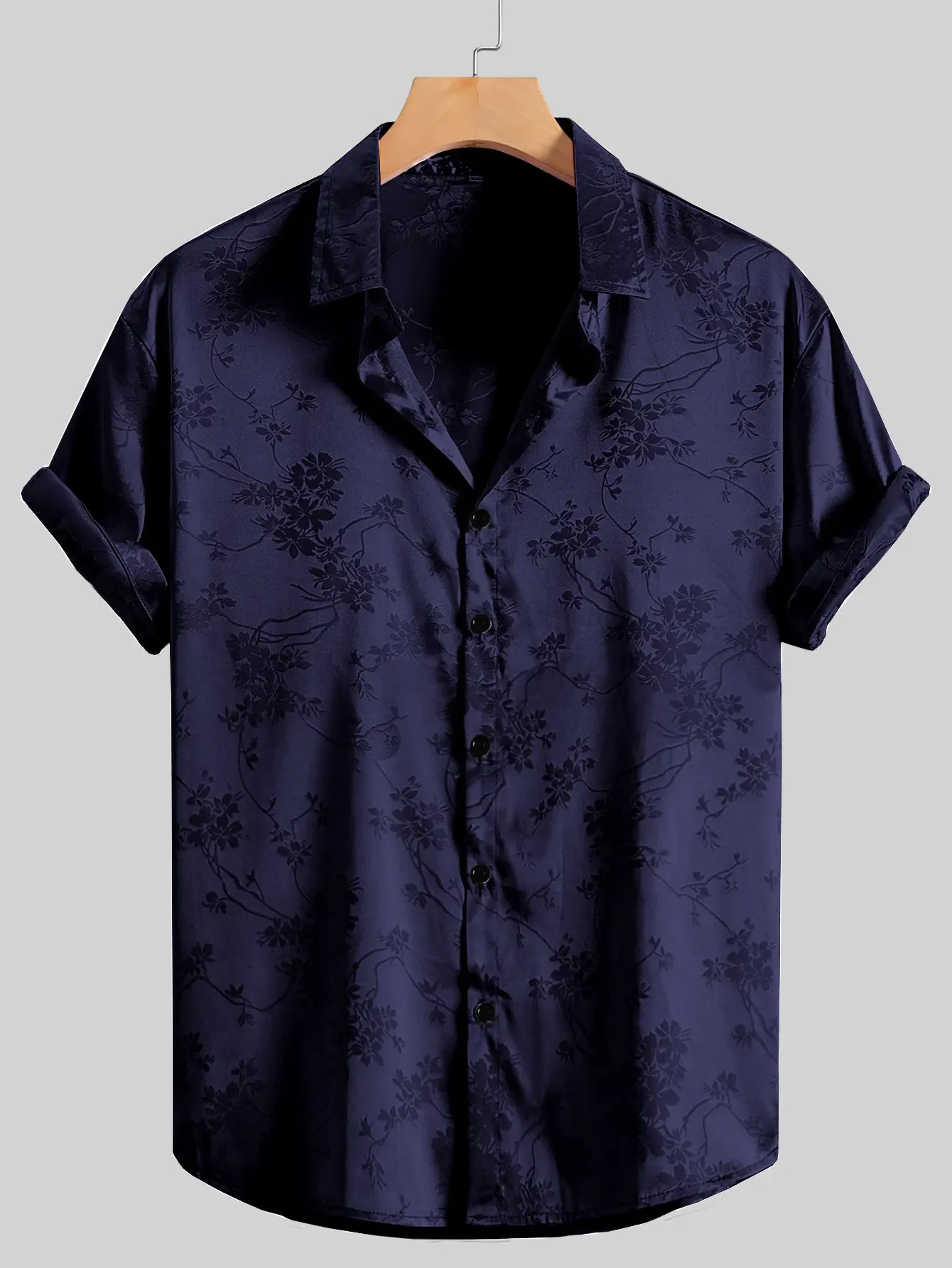 2024 Summer Mens Embroidered Shirt Short Sleeve Casual Beach Button Up Comfortable and Cool 250122