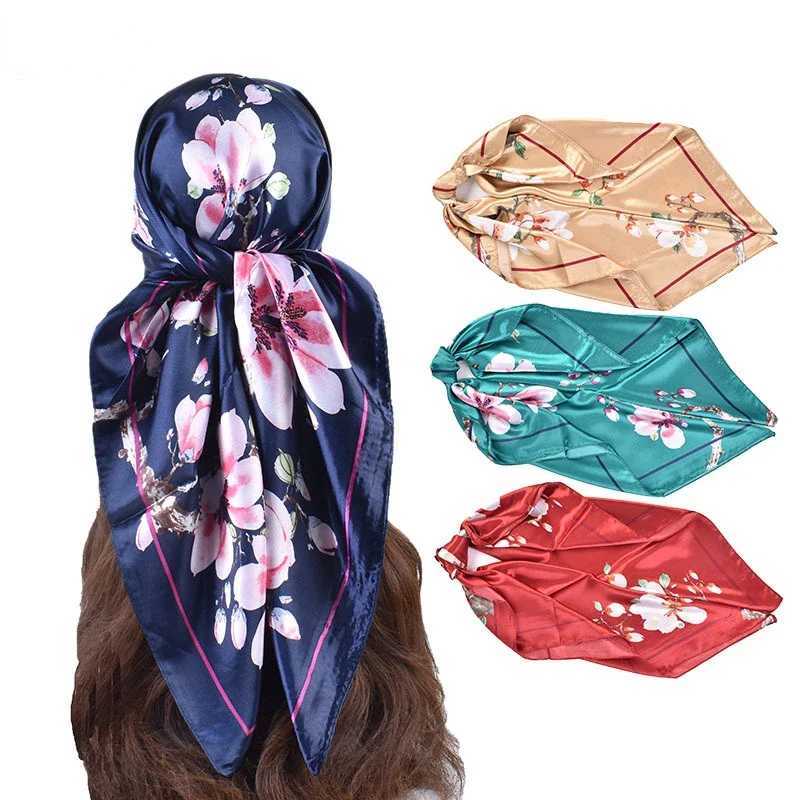 Silk Shl Square Scarf For Women Print Headband Foulard Satin Hijab Hair Bands Neckerchief Female Head Wrs Bandana W250118