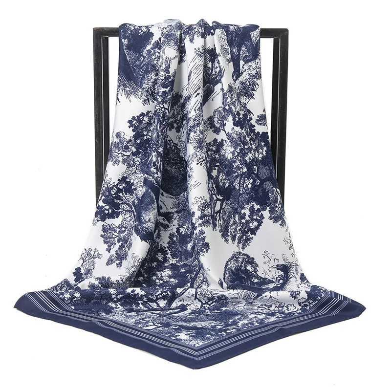 90*90cm Luxury Brand Silk Square Scarf Hijab Women Bandana Soft Scarves Neckerchief Ladies Hair Shl Wr Headband W250118
