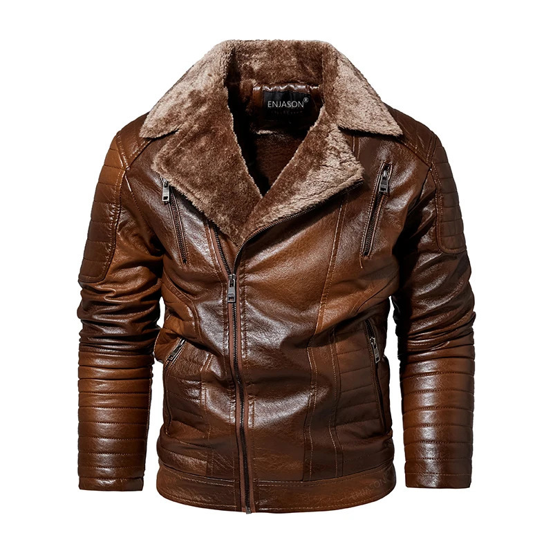GLACIERBREAKER Leather Jacket Men Winter Fleece Motorcycle Pu Leahter Jacket Male Stand Collar Casual Windbreaker Slim Coat 6Xl 250120