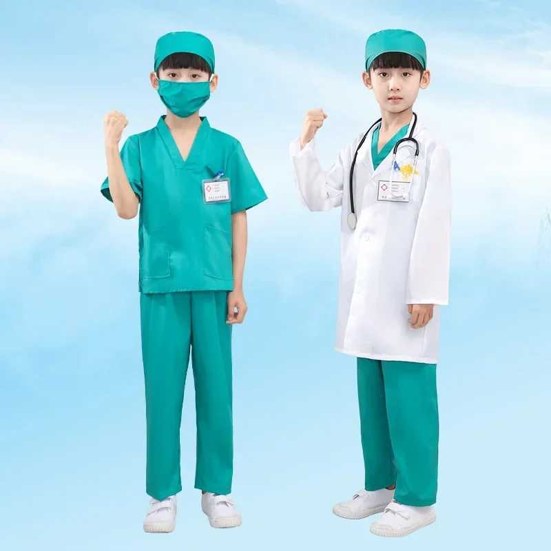 Childrens White Coat Nurses Suit Little Doctors Surgical Suit Toddlers Boys and Girls Retrograde Dance Costume W250117