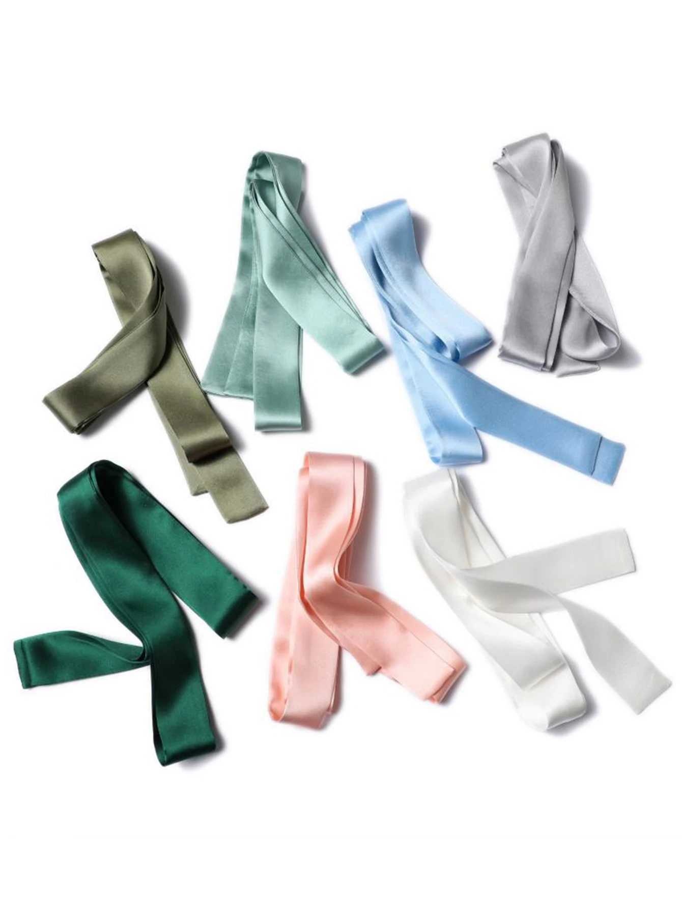 2*160cm Womens Skinny Silk Scarf Long Hair Strip Silk Ribbon Small Neck Scarves Bag Handle Ribbon Scarf Kerchief Ladies Tie W250118