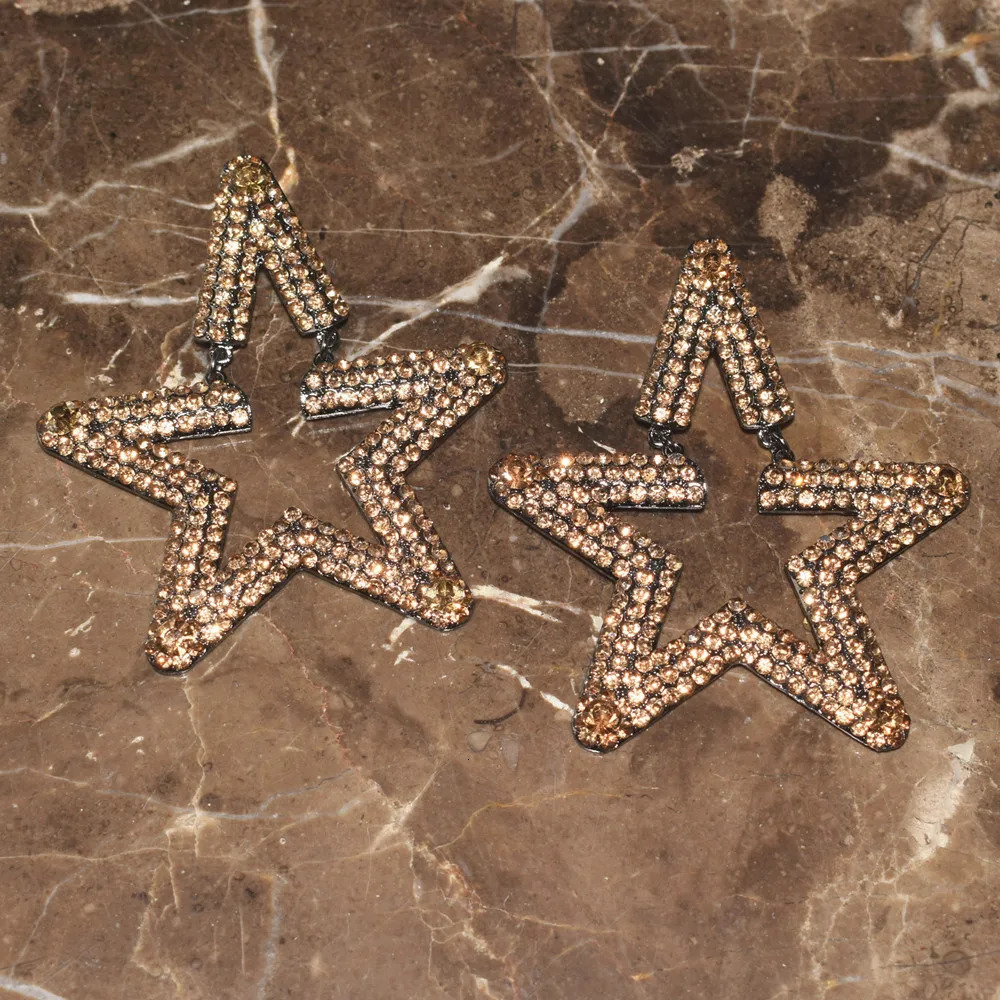 Baroque Style Alloy Rhinestone Star Pendant Dangle Earrings For Women Fashion Jewelry Maxi Girls Statement Earrings Accessories 250120